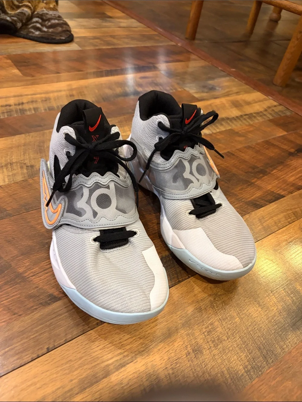 Men’s Gray and Orange KD Trey X7 Basketball Sneakers